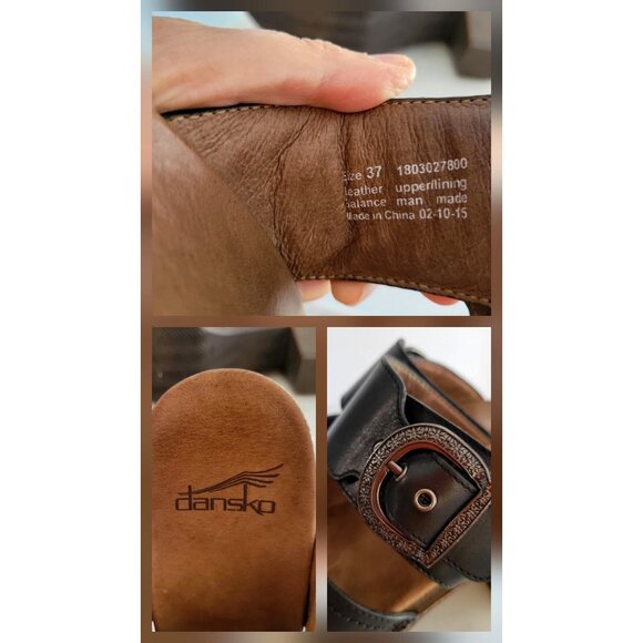 Dansko Ramona Black Leather Nubuck Open-Toe Heeled Slide Sandals EU 37 - Picture 8 of 8